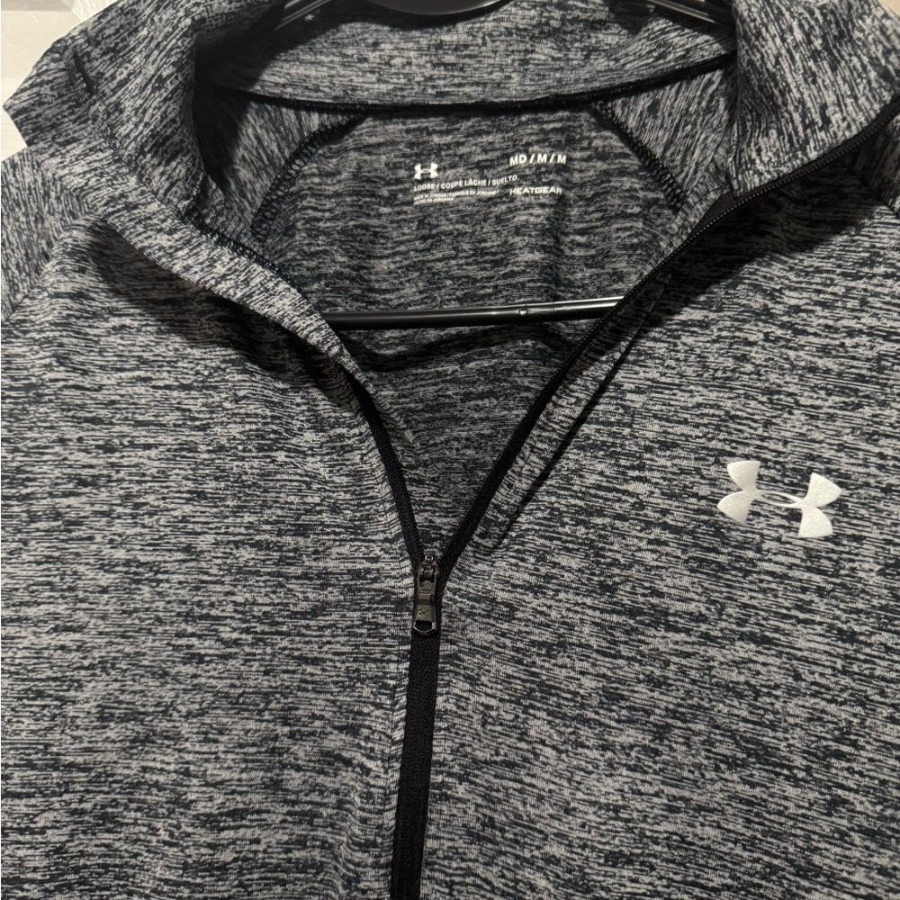 Under Armour HeatGear Women's Heather Gray/black Long Sleeve Half-Zip Top - Picture 3 of 8
